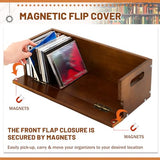 4 Set Wooden CD Storage Box Holder Shelf Cassette Tape Display Racks with Carrying Handles, Organizer Shelf for Movie Cases, DVDs, Each Set Can Store