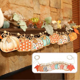 Fall Pumpkin Banner - 8.2Ft Wooden Pumpkin Decor for Thanksgiving