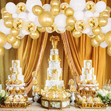 Gold And White Balloons Set, 90Pcs Gold Balloons 12 Inch White And Glod Confetti Letax Balloons For Birthday Anniversary Wedding