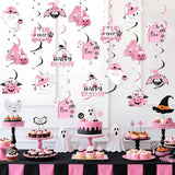 24PCS Halloween Birthday Hanging Swirls with Witch, Ghost & Pumpkin Foil Decor