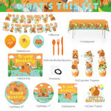 Capybara Party Decor Supplies Balloons Backdrop Banner Cake Toppers Tableware