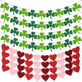 8 Pack Felt Heart Valentines Banner St. Patricks Garland,Shamrock Clov