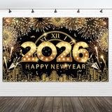 2026 Happy New Year Fabric Backdrop Banner for Party Photo Decor