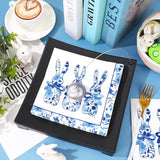 50 Pcs Easter Paper Napkin Blue Chinoiserie Bunny Disposable Luncheon Napkins Rabbit Decorative Dinner Napkin for Holiday Birthday Baby ShowerParty Tableware Supplies