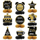 9Pcs Retirement Party Decorations, Black And Gold Retirement Table Decorations, Retirement Centerpieces For Table, Retirement Decor For Retirement Party Men And Women