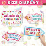 20 Pieces Candyland Decorations Welcome To Candyland Signs Candy Party Decorations For Kids Girls Candy Land Themed Birthday Party Halloween Christmas Trunk Or Treat Car Decorations