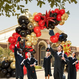 161Pcs Red Black And Gold Balloons Garland Arch Kit With 5/10/12/18In Red Black Gold Balloons Explosion Star Balloons For 2025 Graduation Anniversary Casino Wedding Birthday Party Decorations
