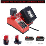 Replacement Rapid Charger Compatible With Mil-Wauk M-18 & M-12 48-59-1812 12V&18V Lithium Ion Battery 48-11-1850 48-11-1815 18-Volts Power Tools