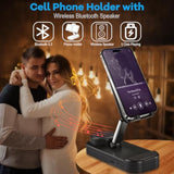 Tech Gift For Men Cool Gadgets For Him Foldable Phone Holder Stand With Wireless Bluetooth Speaker Birthday Presents For Boyfriend Women Mother Father Subwoofer For Indoor Outdoor