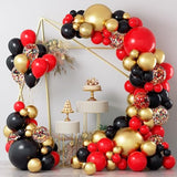 Red Black And Gold Balloons Garland Kit, 124Pcs Red Black Metallic Gol