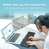 Mk98 Wireless Keyboard, 2.4G Ergonomic, Computer Keyboard, Enlarged Indicator Light, Full Size Pc Keyboard With Numeric Keypad For Laptop, Desktop, Surface, Chromebook, Notebook, Black