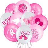 45 Pcs Breast Cancer Awareness Balloon Bundle for Women, 12 Inch