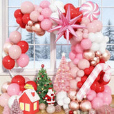 146 Pcs Christmas Balloon Garland Kit Red, Pink & White Candy Cane Arch