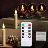 12Pcs Led Taper Candles Light Set Flameless 3D Wick Ivory Candles With Clip-On Christmas Tree Design, 10-Key Remote With Timer, Warm White Light, Battery Operated For Versatile Decoration