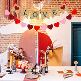 2 Pack Love Burlap Heart Felt Banner For Valentines Day Decorations-|