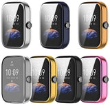 Screen Protector Case for Amazfit Bip 3/Bip 3 Pro Watch TPU Slim Case Cover with Plating Metal Color Frame and 3D Full Coverage Shell Protective for Bip 3/Bip 3 Pro SmartWatch (7 Colours)
