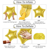Black Gold Star Foil Balloons 22/18/10in for Birthday Anniversary & Party
