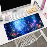 Mushroom Mouse Pad - Large Gaming Anime Desk Protector, Non-Slip Rubber Base, 35.4'X15.7'