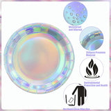 50 Pack Holographic Paper Plates Iridescent Foil Disposable Plates 7" And 9" Holographic Party Dinner Plates Round Lunch Dessert Paper Plate For Birthday Wedding Baby Shower Dining Picnic Bbq