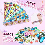 Butterfly Party Favors 122Pcs Butterfly Themed Birthday Supplies Set Fairy Party Favors Decorations Keychains Bracelets Goodie Bags Tattoo Stickers Gifts For Pinata Filler