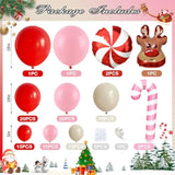 Pink Christmas Balloon Arch Red White Reindeer Candy Cane Party Decorations