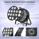 Led Stage Lights, 12X18W Dj Par Light, Rgb+Lime+Amber+Uv 6-In-1 Wash/Strobe Effect Stage Lighting, Dmx512/Sound Activated Uplighting Lights For Dj, Parties, Concerts, Bars, 4-Pack
