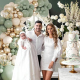 Sage Green Gold Balloon Arch Kit, 143Pcs Sage Green And Sand White Gold Balloons Garland Arch Kit Coffetti Balloons For Birthday Wedding Baby Shower Gender Reveal Decorations