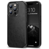 Compatible With Iphone 14 Pro Case Premium Leather Tpu Hybrid Case (Black)