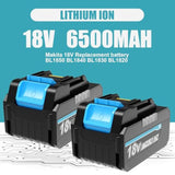 2 Pack 18V 6500Mah Replacement For Makita 18V Battery And 14.4V-18V Replacement Charger For Makita Dc18Rc Compatible With Lxt Li-Ion Battery Bl1860 Bl1850 Bl1840