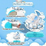 9 Pcs Elephant Baby Shower Honeycomb Centerpieces Party Decor For Boys,Cute Blue Elephant Honeycomb Balloons Star Moon Topper 3D Table Decoration For Kids Party Baby Shower Party Photo Props Supplies