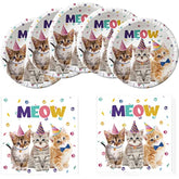 Cat Party Supplies Kitten Paper Tableware Set - Cat Themed Birthday Party Plates And Napkins