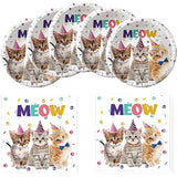 Cat Party Supplies Kitten Paper Tableware Set - Cat Themed Birthday Party Plates And Napkins