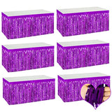 6 Pack 29X108 Inch Purple Metallic Foil Fringe Table Skirts Banner For Tinsel Streamer Garland Curtains Backdrop For Parade Floats Wedding Baby Shower Birthday Christmas Halloween Party Decoration