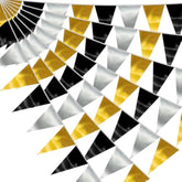 130ft Black Gold Silver Triangle Pennant Banner for Christmas Graduation & NYE