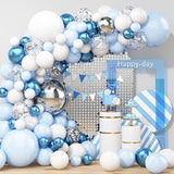 Blue Silver Balloon Arch Kit with Confetti Balloons for Party & Celebration