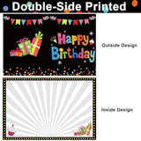 Jumbo Birthday Card Giant Guest Book Black Happy Birthday Party Decorations Supplies Gifts For Coworker Teacher Boys Girls -Large 14 X 22 Inches