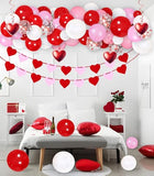 93PCS Valentines Day Balloon Garland Arch Kit Decorations - Valentine's Heart Hanging Swirls & Banners, Valentine Wedding Galentines Decor for The Home Party(Assembly Needed,No air Pump)