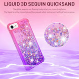 For Iphone Se Case 2022/2020, Iphone 8 Case, Iphone 7 Case With Screen Protector, Women Girls Cute Glitter Bling Floating Liquid Soft Tpu Silicone Shockproof Protective Phone Case -Pink/Purple