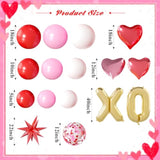 Valentines Day Balloon Set, 145Pcs Red Pink White Gold Valentines Balloons With Love Heart Foil Balloons For Valentines Day Decoration Party Supplies