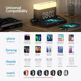 Wireless Charger,6 In 1 Wireless Charging Station With Digital Alarm Clock & Night Light,15W Fast Charger Compatible With Iphone 14/13/12/11/Xs Samsung Galaxy Airpods & Apple Watch (Black)
