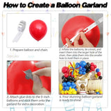 Blue Red Yellow Black Balloon Arch Kit, Blue Red Yellow Balloons Garland Arch Kit, Long Balloons For Birthday Baby Shower Party Wedding Bachelorette Anniversary Graduation Decorations