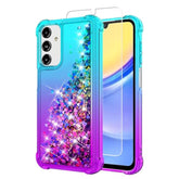 Galaxy A15 5G Case with HD Screen Protector Gradient Glitter Floating Teal/Purple