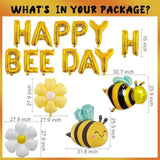 Bee-Themed Happy Bee Day Banner & Foil Balloons for Kids’ Parties