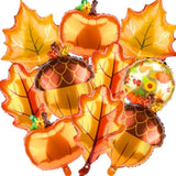 15Pcs Fall Balloons Orange Brown Pumpkin Maple Leaf for Thanksgiving Baby Shower Party