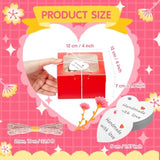 50 Pcs Valentine'S Day Cookie Boxes With Window 4X4X2.8 Inch Red Pink Pastry Bakery Treat Boxes Individual Cupcake Container For Valentines Macaroon Wedding Birthday Party