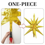 12pc Gold Star Explosion Balloons Large Spike Mylar Cone Party Decor