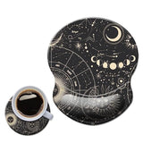 Mouse Pad With Wrist Support, Non Slip Mousepad Wrist Rest For Office, Computer, Laptop & Mac- Durable & Comfortable & Lightweight Ergonomic Support Mouse Mat Moon Stars