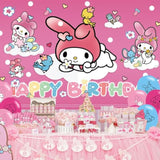Pink My Melody Birthday Backdrop, 5x3ft Happy Birthday Banner