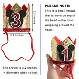 Mickey Theme Glitter Crown Birthday Party Hat for Boys Girls (1st)