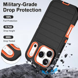 Heavy Duty Shockproof Dropproof 3-Layer Full Body Protection Military Grade Rugged Tough Non-Slip Cover Case for Apple iPhone 17 Pro 6.3",Black/Orange